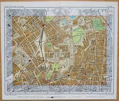 Antique London Street Plan HIGHBURY HOLLOWAY DALSTON CANONBURY Vintage Map c1925