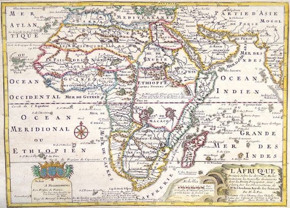 Antique Map AFRICA, L'Afrique, Nicolas De Fer hand coloured original map 1717