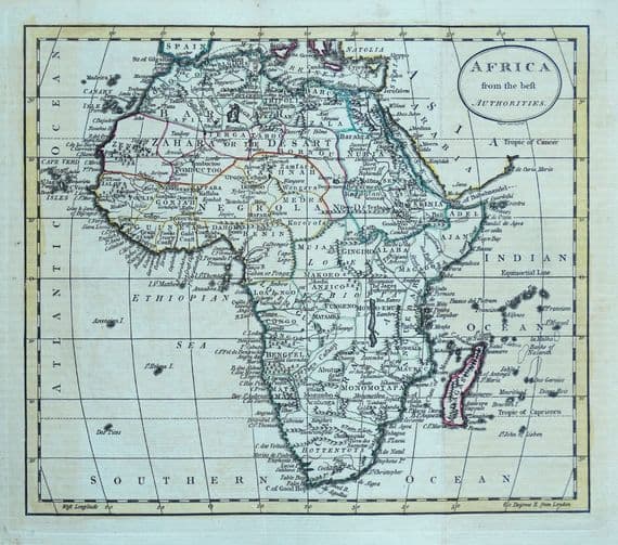 Antique Map AFRICA William Guthrie original vintage old engraved map 1794