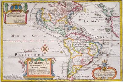 Antique Map AMERICA, L'Amerique, Island California Nicolas De Fer original 1717