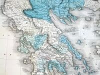 Antique Map ANCIENT GREECE, Gall & Inglis original c1850