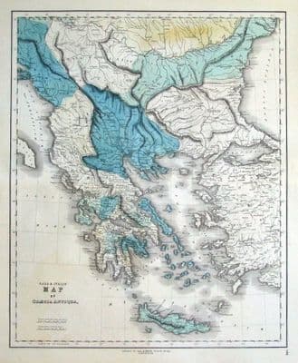 Antique Map ANCIENT GREECE, Gall & Inglis original c1850