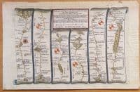 Antique Map ANDOVER WARMINSTER BRIDGWATER Bruton Ansford Market Lavington Gardner strip road 1719