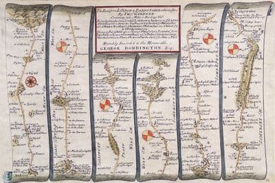 Antique Map ANDOVER WARMINSTER BRIDGWATER Bruton Ansford Market Lavington Gardner strip road 1719
