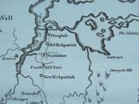 Antique Map ANTONINE WALL, SCOTLAND Roman Camps Original Cary, Camden 1806