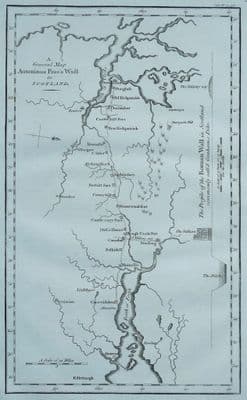 Antique Map ANTONINE WALL, SCOTLAND Roman Camps Original Cary, Camden 1806