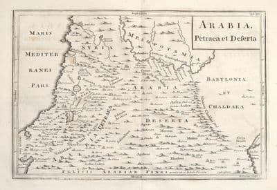Antique Map ARABIA PETRAEA et DESERTA, Israel, Middle East, Cellarius c1720