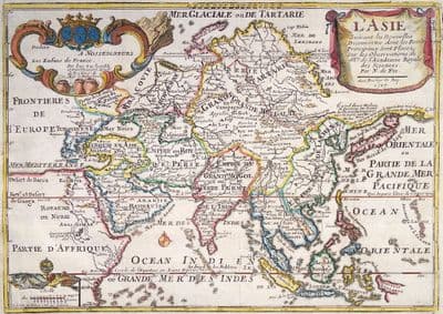 Antique Map ASIA, L'Asie, Nicolas De Fer hand coloured original map 1717