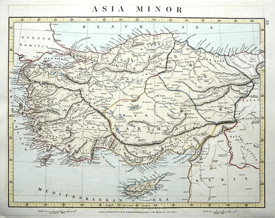 Antique Map ASIA MINOR, ANATOLIA, TURKEY, CYPRUS,  Arrowsmith 1828