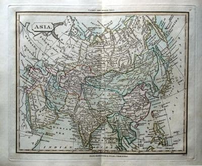 Antique Map ASIA  Original Hand Coloured CONTINENT OF ASIA 1825