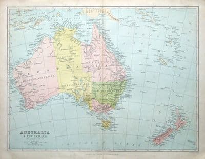 Antique Map AUSTRALIA & NEW ZEALAND c1860