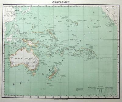 Antique Map AUSTRALIA, NEW ZEALAND, PACIFIC Fleming original coloured  1855