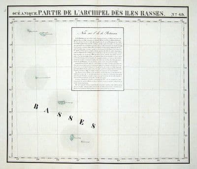Antique Map BASS Is. AUSTRAL Is. FRENCH POLYNESIA , PACIFIC, VANDERMAELEN 1827