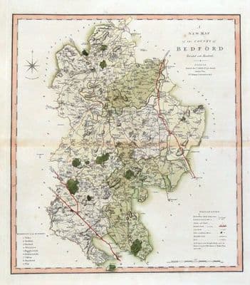 Antique Map  BEDFORDSHIRE, Charles Smith Original 1808
