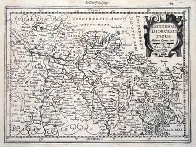 Antique Map BELGIUM, LIEGE, MERCATOR, Cloppenburg, original  c1630