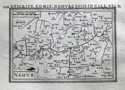 Antique Map BELGIUM, WALLOON, NAMUR, HUY, GEMBLOUX, CHATELET, BERTIUS original 1618
