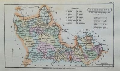 Antique Map BERKSHIRE, Capper Original Hand Coloured  1808