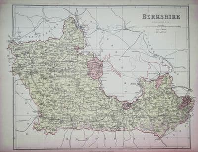 Antique Map BERKSHIRE, Edward Weller Original   c1870