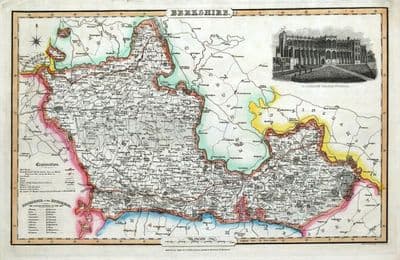 Antique Map BERKSHIRE James Pigot Original Hand Coloured County Map c1830