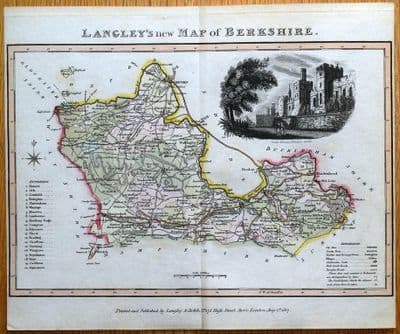 Antique Map BERKSHIRE, Langley & Belch Original 1818