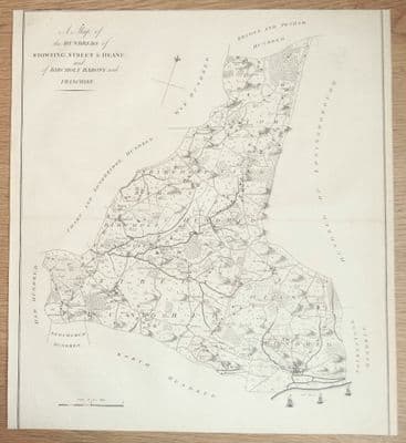 Antique map Brabourne,Hythe, Sellindge, Smeeth, Elmsted, Postling, Kent E.Hasted 1790