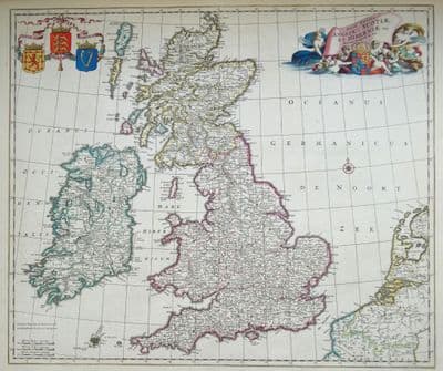 Antique Map BRITISH ISLES Britain,  Frederick De Wit original  circa 1675