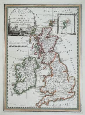 Antique Map BRITISH ISLES, Britain, Giovanni Cassini original  1796