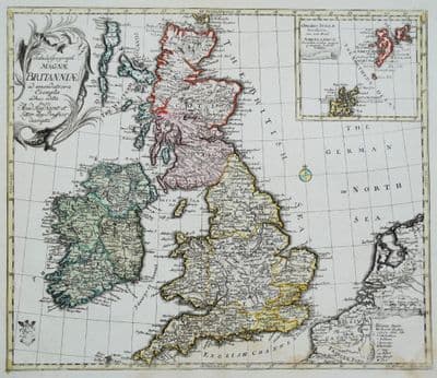 Antique Map BRITISH ISLES, Britain, Leonhard Euler original  c1760