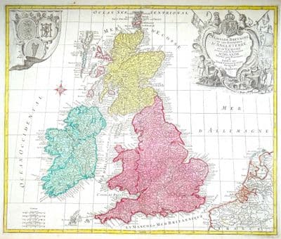 Antique Map BRITISH ISLES, Britain, Tobias Lotter original  1764