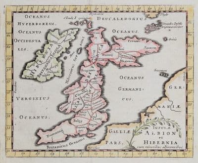 Antique Map BRITISH ISLES BRITAIN UK Insulae Albion et Hibernia John Seller  1694