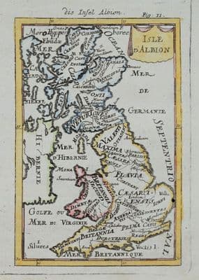 Antique Map BRITISH ISLES, Britain, UK, Isle D'ALBION, Mallet original 1685