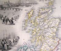 Antique map BRITISH ISLES, Britain, UK, Original Rapkin & Tallis old c1850