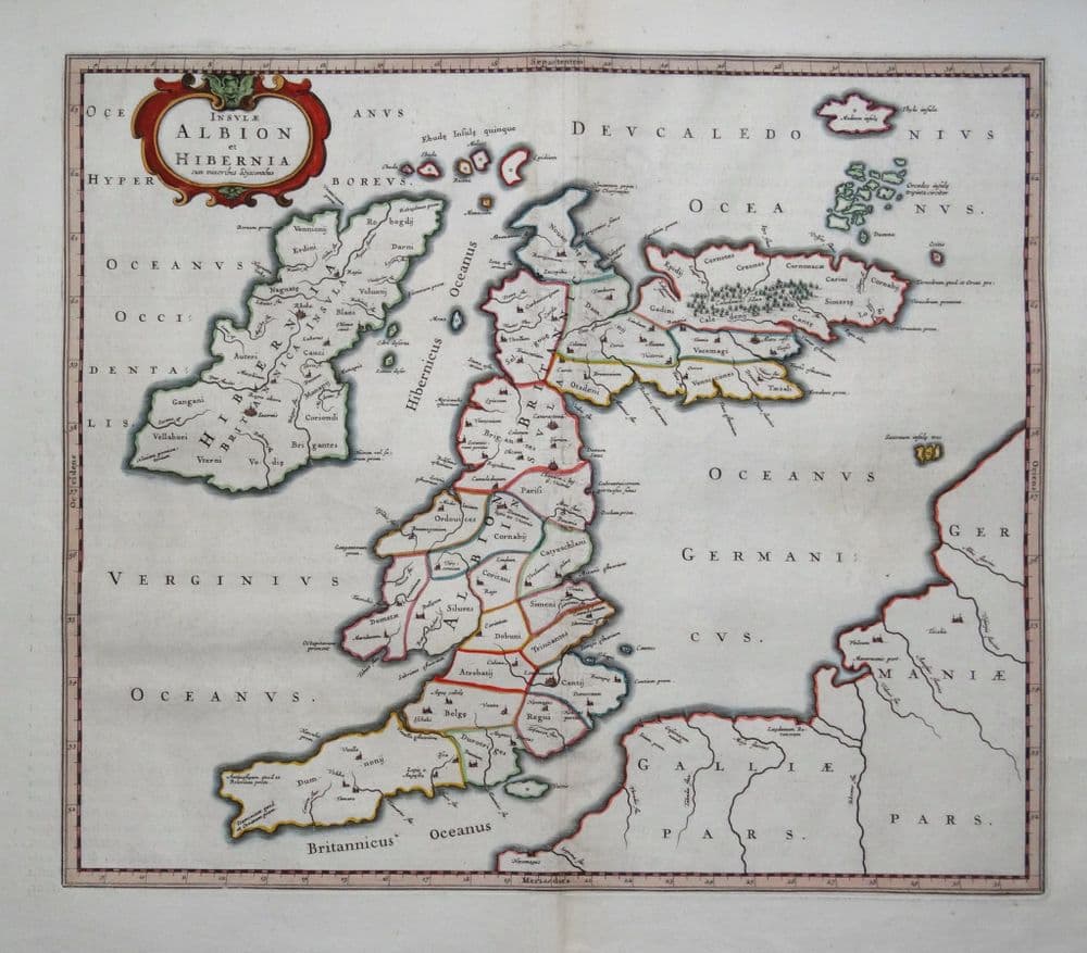 canabals Antique Map BRITISH ISLES Insulae Albion et Hibernia BLAEU Original c1645