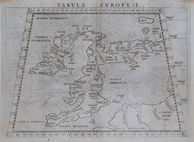 Antique Map BRITISH ISLES Tabula Europae 1, Ruscelli original  1564