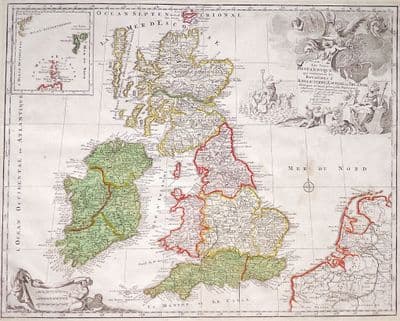 Antique Map BRITISH ISLES UK Britain J.B.Elwe large rare original engraving 1792