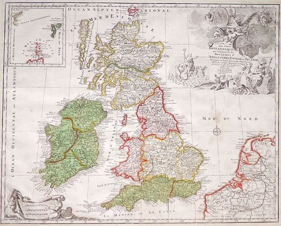 Antique Map BRITISH ISLES UK Britain J.B.Elwe large rare original engraving 1792
