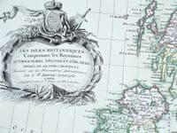 Antique Map BRITISH ISLES, UK, Britain, Jean Janvier original engraving 1776