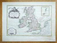 Antique Map BRITISH ISLES, UK, Britain, Jean Janvier original engraving 1776