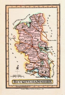 Antique Map BUCKINGHAMSHIRE, Darton Hand Coloured Original Miniature 1822