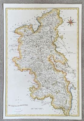 Antique Map BUCKINGHAMSHIRE Large Original  John Cary, Camden, Stockdale 1806
