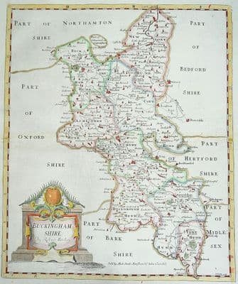 Antique Map BUCKINGHAMSHIRE Robert Morden original old vintage map 1722