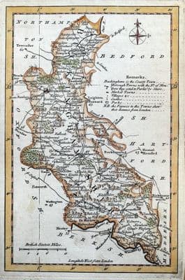 Antique Map BUCKINGHAMSHIRE, Thomas Kitchin Pocket Atlas, Original 1769