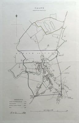 Antique Map CALNE, WILTSHIRE, England, Street Plan, Dawson original 1832