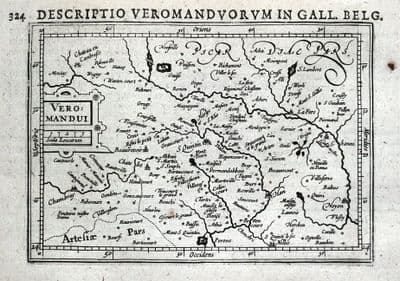 Antique Map  CAMBRAI, PERONNE, GUISE, FRANCE, BERTIUS original 1618