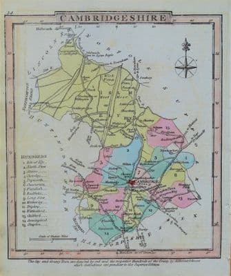 Antique Map CAMBRIDGESHIRE, George Gray, Original Hand Coloured  1824