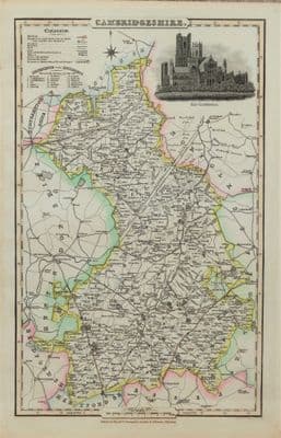 Antique Map CAMBRIDGESHIRE James Pigot Original Hand Coloured  c1830