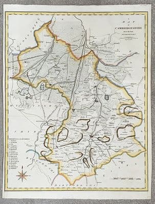 Antique Map CAMBRIDGESHIRE Large Original John Cary, Camden, Stockdale 1806