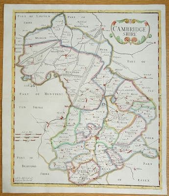 Antique Map CAMBRIDGESHIRE Robert Morden original old map 1722