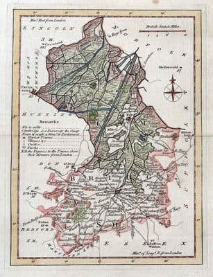 Antique Map CAMBRIDGESHIRE, Thomas Kitchin Pocket Atlas, Original  1769