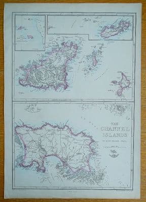 Antique Map CHANNEL ISLANDS Jersey Guernsey Alderney Edward Weller Original 1861